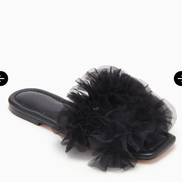 ULLA JOHNSON BNIB Helia Slide Ruffle Tulle Slides in Black Size 37 - Picture 3 of 4